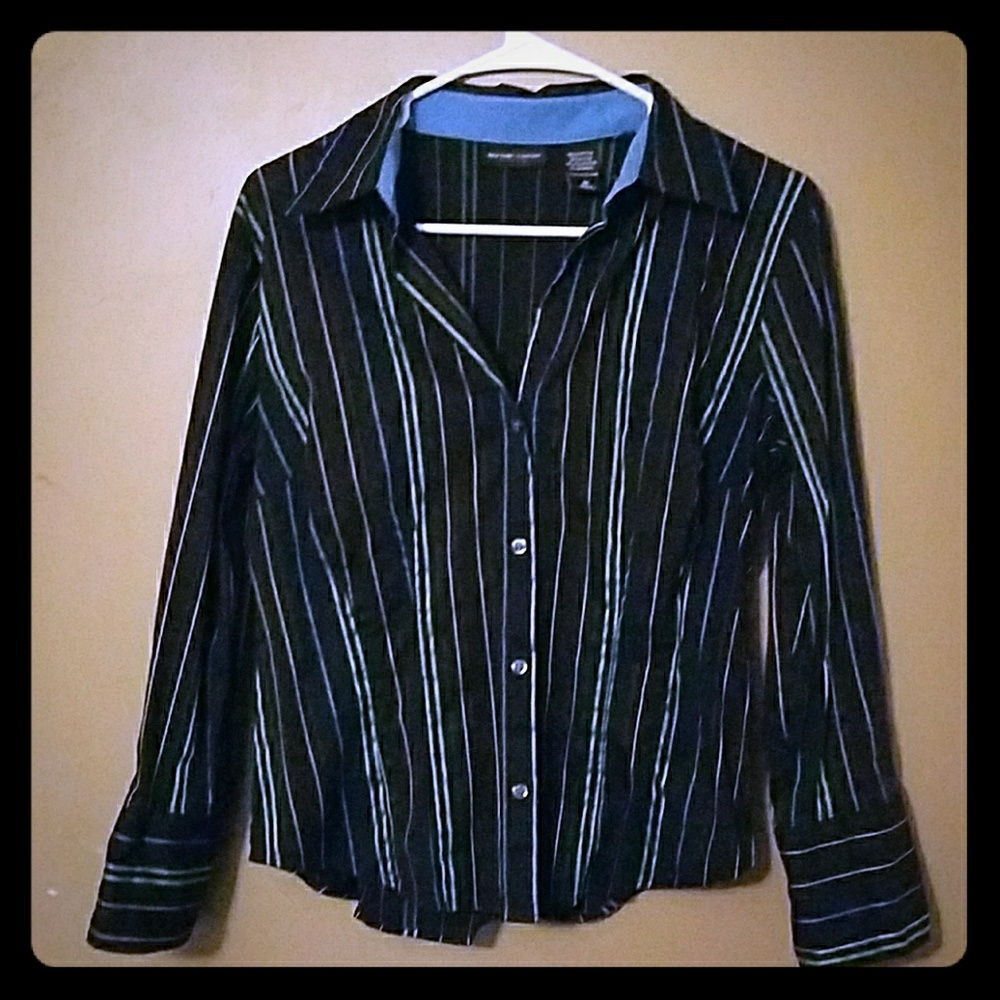 Black multi striped blouse